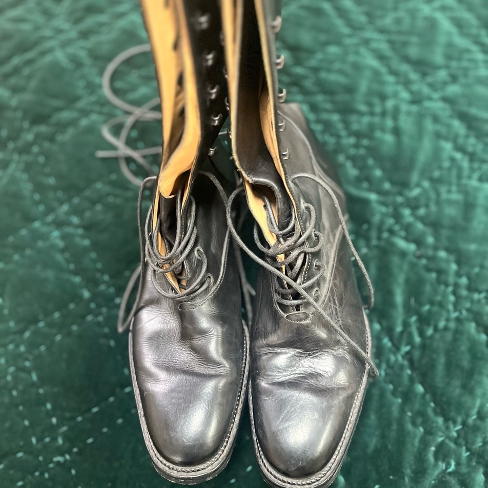 Vintage Joan & David Couture Black Leather Lace-Up Boots